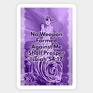 Isaiah 54-17 No Weapon Purple Aesthetic Bible Verse Sticker